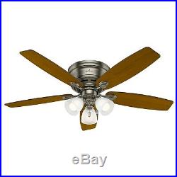 Hunter Fan 52 inch Low Profile Antique Pewter Indoor Ceiling Fan with Light Kit