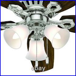 Hunter Fan 52 inch Low Profile Brushed Nickel Indoor Ceiling Fan with Light Kit
