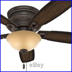 Hunter Fan 52 inch Low Profile Ceiling Fan in Onyx Bengal with LED Bowl Light Kit