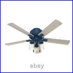 Hunter Fan 52 inch Low Profile Indigo Blue Indoor Ceiling Fan with Light Kit