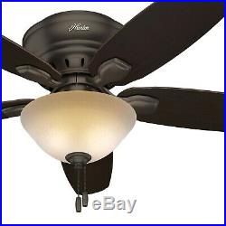 Hunter Fan 52 inch Low Profile Premier Bronze Indoor Ceiling Fan with Light Kit