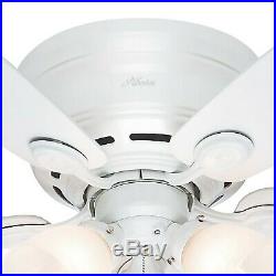 Hunter Fan 52 inch Low Profile White Indoor Ceiling Fan with Light Kit
