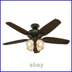 Hunter Fan 52 inch New Bronze Indoor Ceiling Fan with Light Kit and Pull Chain