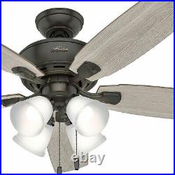 Hunter Fan 52 inch Noble Bronze Indoor Ceiling Fan with Light Kit and Pull Chain