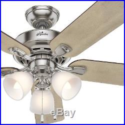 Hunter Fan 52 inch Traditional Brushed Nickel Indoor Ceiling Fan With Light Kit