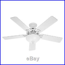 Hunter Fan 52 inch Traditional Ceiling Fan in White with Swirled Marble Light Kit