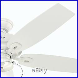 Hunter Fan 52 inch Traditional Fresh White Damp Ceiling Fan with Light Kit