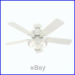 Hunter Fan 52 inch Traditional Fresh White Indoor Ceiling Fan with Light Kit