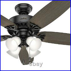 Hunter Fan 52 inch Traditional Matte Black Indoor Ceiling Fan with Light Kit