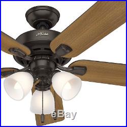 Hunter Fan 52 inch Traditional Premier Bronze Indoor Ceiling Fan with Light Kit