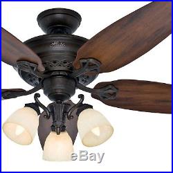 Hunter Fan 52 inch Traditional Tuscan Gold Indoor Ceiling Fan with Light Kit