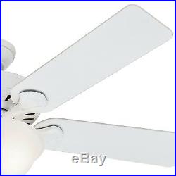 Hunter Fan 52 inch White Ceiling Fan Swirled Marble Glass Bowl Light Kit