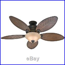 Hunter Fan 54 Outdoor Ceiling Fan with Bowl Light Kit, 5 Palm Leaf Blades