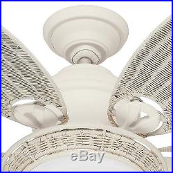 Hunter Fan 54 Tropical Textured White Ceiling Fan with Bowl Light Kit