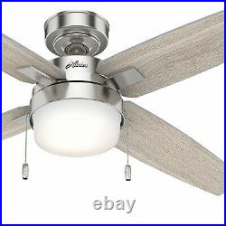 Hunter Fan 54 in Casual Brushed Nickel Ceiling Fan with Light Kit and Pull Chain