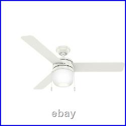 Hunter Fan 54 in Contemporary Fresh White Ceiling Fan w Light Kit and Pull Chain