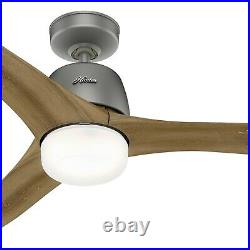 Hunter Fan 54 in Contemporary Matte Silver Ceiling Fan with Light Kit and Remote