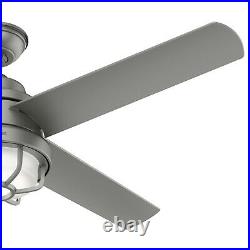 Hunter Fan 54 in Contemporary Matte Silver Ceiling Fan with Light Kit and Remote