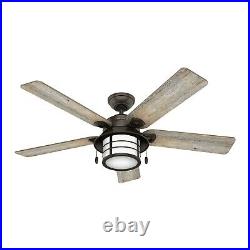 Hunter Fan 54 inch Casual Onyx Bengal Ceiling Fan with Light Kit and Pull Chain