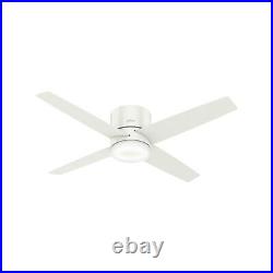 Hunter Fan 54 inch Low Profile Fresh White Ceiling Fan with Light Kit & Remote