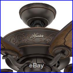 Hunter Fan 54 inch Traditional Onyx Bengal Bronze Indoor Ceiling Fan withLight Kit