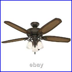 Hunter Fan 54 inch Traditional Onyx Bengal Indoor Ceiling Fan with Light kit