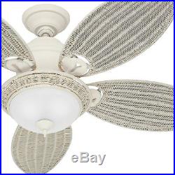 Hunter Fan 54 inch Tropical Textured White Ceiling Fan with Bowl Light Kit