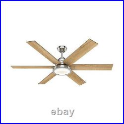 Hunter Fan 60 inch Casual Brushed Nickel Ceiling Fan with Light Kit & Remote