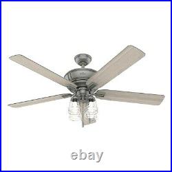 Hunter Fan 60 inch Casual Matte Silver Ceiling Fan with Light Kit and Pull Chain