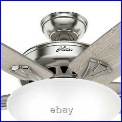 Hunter Fan 70 in Casual Brushed Nickel Ceiling Fan with Light Kit and Pull Chain