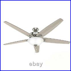 Hunter Fan 70 in Casual Brushed Nickel Ceiling Fan with Light Kit and Pull Chain