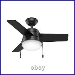 Hunter Fan Company Aker 32 Inch Indoor Ceiling Fan with LED Light Kit, Black