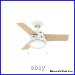 Hunter Fan Company Aker 32 Indoor Ceiling Fan with LED Light Kit, White (2 Pack)