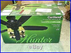 Hunter Fans Cortland Ceiling Fan Basque Black Finish and Light Kit-ID# 22720
