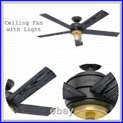 Hunter Freya Ceiling Fan 52 LED Indoor with Light Kit Remote Control Matte Black