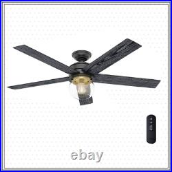 Hunter Freya Ceiling Fan with LED Indoor Light Kit with Remote Control Matte Black