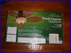 Hunter Grand Cayman 54 In. Onyx Bengal Damp Rated Ceiling Fan With Light Kit