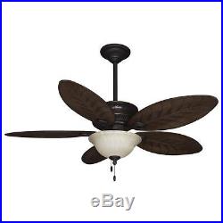 Hunter Grand Cayman 54 in. Onyx Bengal Damp Rated Ceiling Fan with Light Kit