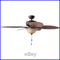 Hunter Grand Cayman 54 in. Onyx Bengal Damp Rated Ceiling Fan with Light Kit