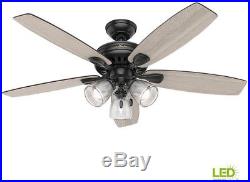 Hunter Highbury II 52 in. LED Indoor Matte Black Ceiling Fan with Light Kit