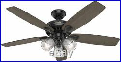 Hunter Highbury II 52 in. LED Indoor Matte Black Ceiling Fan with Light Kit