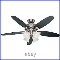 Hunter Landry 52 in. Indoor Brushed Nickel Ceiling Fan with Light Kit 52076