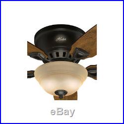 Hunter Louden 46-in Premier Bronze Flush Mount Indoor Ceiling Fan with Light Kit
