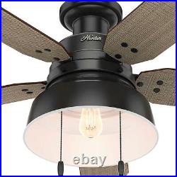 Hunter Mill Valley 52 Quiet Indoor/Outdoor Ceiling Fan with LED Light Kit, Black