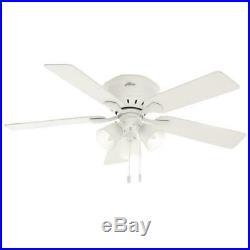 Hunter Reinert 52 in. Indoor Low Profile White Ceiling Fan with Light Kit