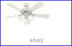 Hunter Ridgefield 44-in White LED Indoor Ceiling Fan with Light Kit