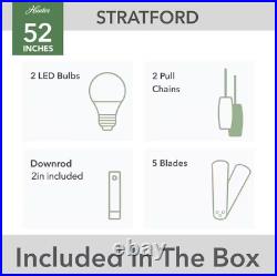Hunter Stratford 50487 52 in. LED Indoor Fresh White Ceiling Fan with Light Kit