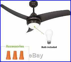 Hykolity 42 Inch Indoor Matte Black Ceiling Fan with Dimmable Light Kit and Remo