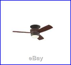 Indoor 44-in Oil-Rubbed Bronze Flush Mount Ceiling Fan with Light Kit and Remote