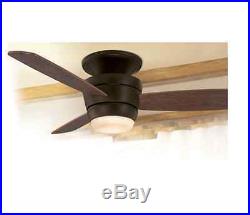 Indoor 44-in Oil-Rubbed Bronze Flush Mount Ceiling Fan with Light Kit and Remote